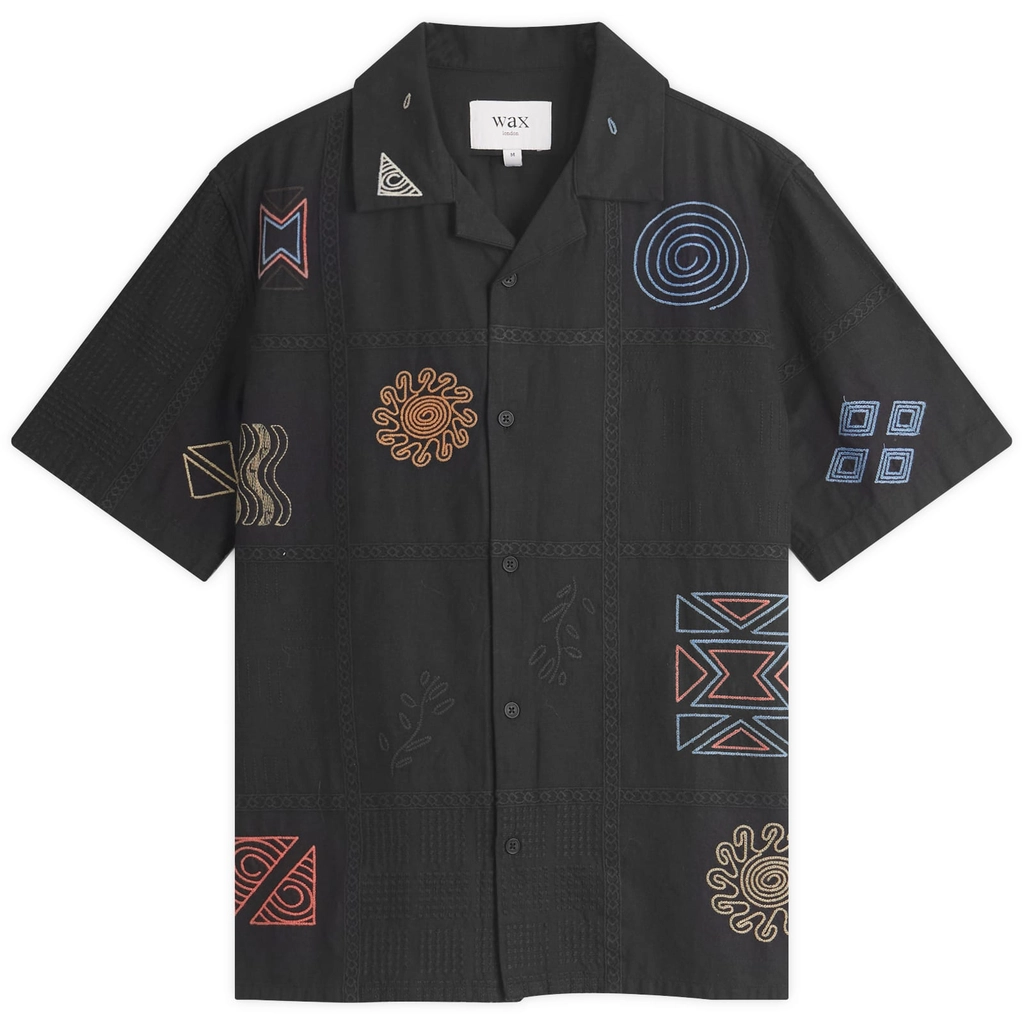 Wax London Men's Didcot Doodle Embroidery Vacation Shirt Navy/Multi